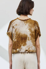 Load image into Gallery viewer, Tie Dye Raw Edge Overlap Blouse
