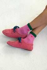 Load image into Gallery viewer, Embroidered Color Block Girlfriend Socks
