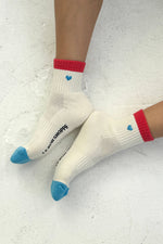 Load image into Gallery viewer, Embroidered Color Block Girlfriend Socks
