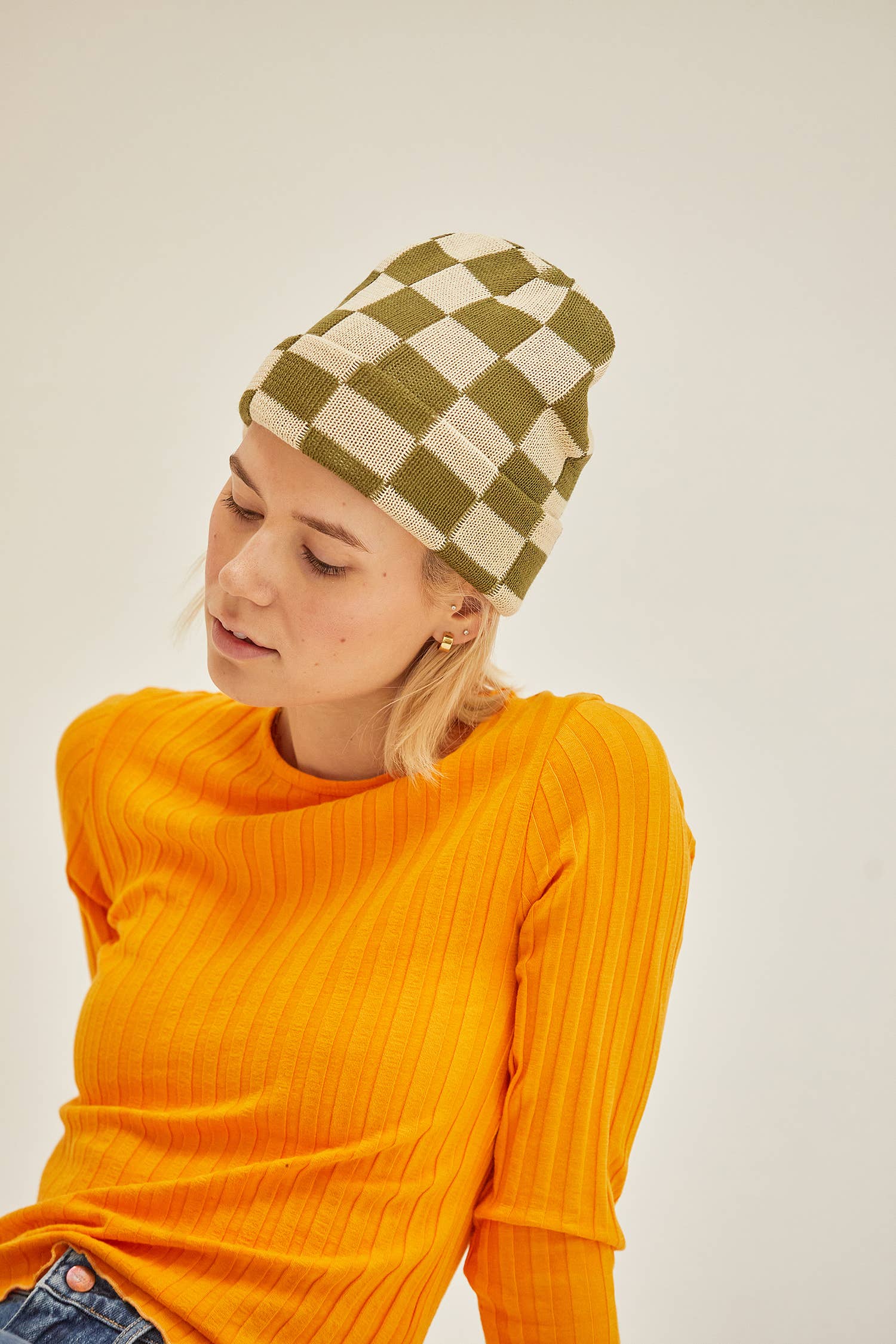 Checkerboard Slacker Beanie