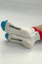 Load image into Gallery viewer, Embroidered Color Block Girlfriend Socks
