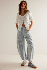 Load image into Gallery viewer, Good Luck Mid-Rise Stripe Barrel Jeans
