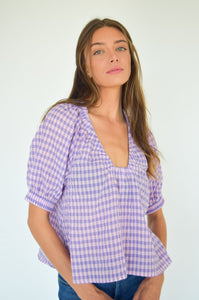 Pink & Purple Check Ruched Marakesh Top