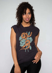 Floral Snake Cut Off Tee: Girl Dangerous